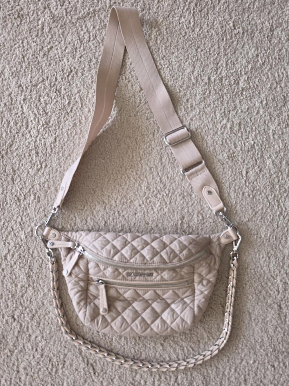 MZ Wallace Cream Quilted Crosby Crossbody Sling - Picture 13 of 13